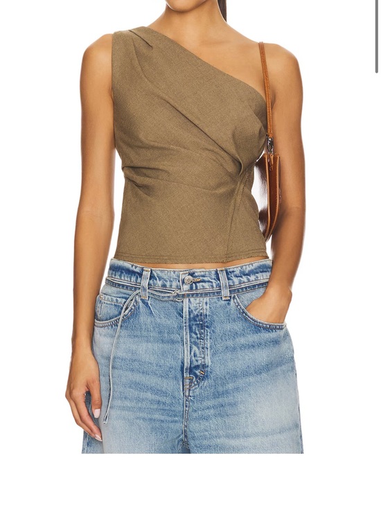 REVOLVE Tops - EAVES REVOLVE Decon One Shoulder Top Size S Olive Green Fall Corporate Cocktail